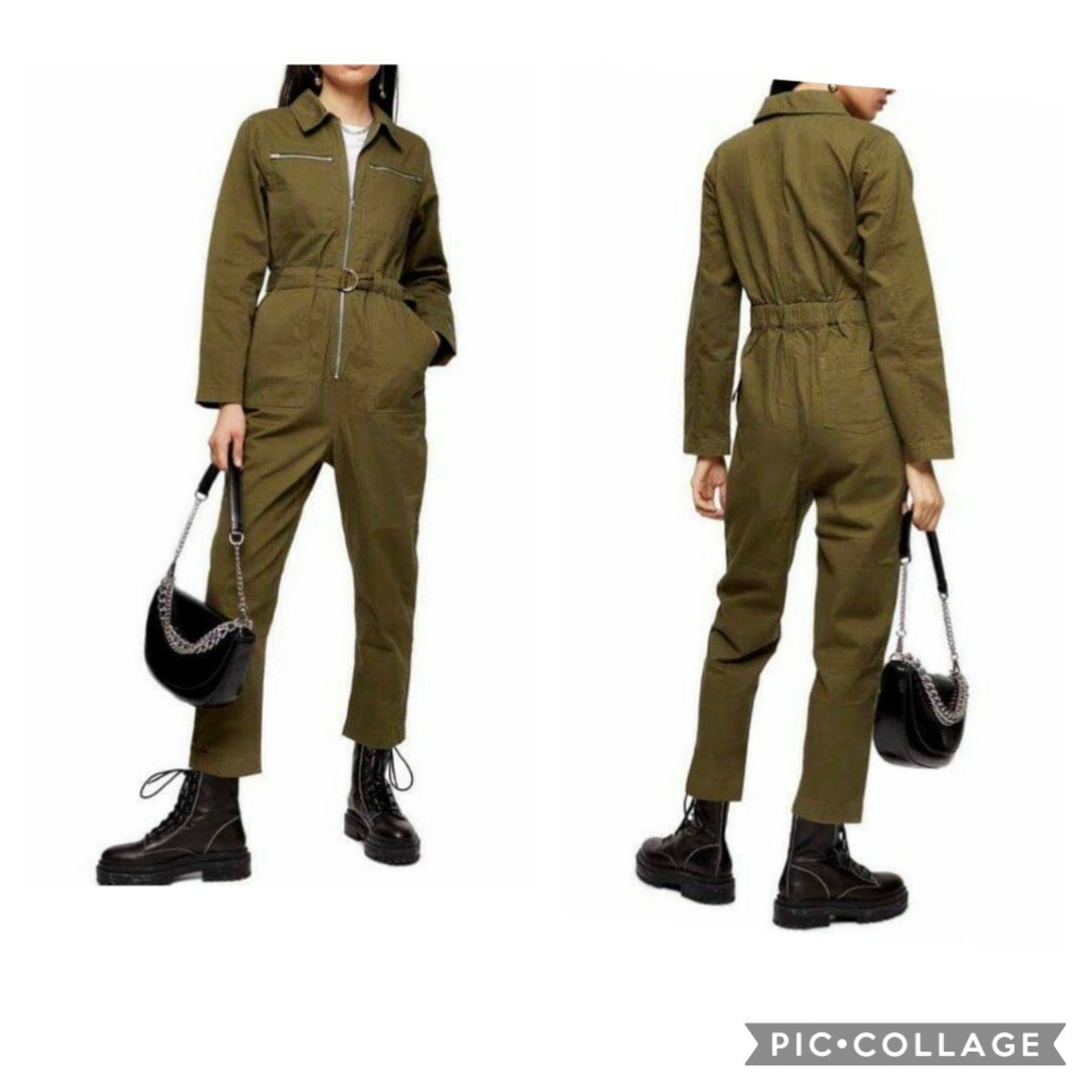 Top Shop Mabel green boilersuit jumpsuit